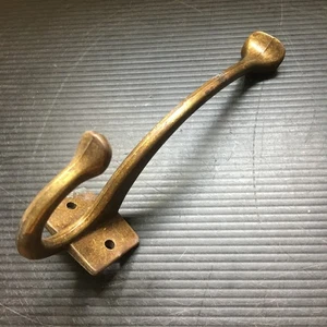 Vintage 60er Schwerlast massiv Messing Doppel Mantel und Hut Haken Wandhalterung 6" Höhe - Bild 1 von 3