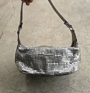 Vintage Mini Mesh Chainmail Bag Zip Top Chain Handle Y2K Zip Bag - Picture 1 of 4