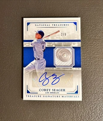 Corey Seager 2017 National Treasures Juego Usado Jersey Botón Automático Dodgers 2/6  Foto 1 de 2