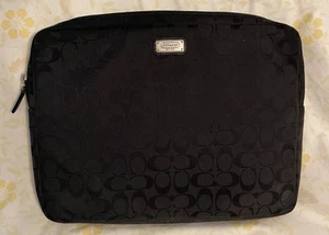 COACH Black Signature Jacquard Padded Laptop Case Bag-NEAR MINT - Picture 1 of 8