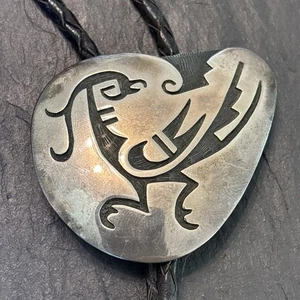 Eldon Siwinyumptewa Kalemsa SR Hopi Guild Bolo Tie Vintage Sterling Silver Bird - Picture 1 of 15