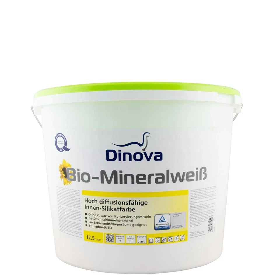 Dinova Organic Mineral White 12.5L White, Wall Paint, Silicate Paint, Hypoallergenic Friendly - Image 1 of 1