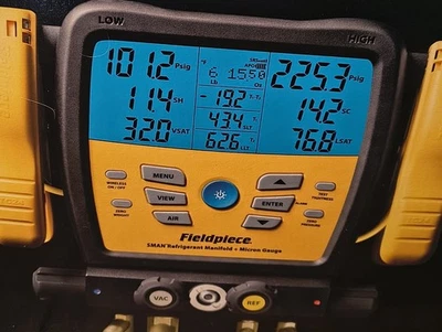 Colector de refrigerante Fieldpiece SM480V de 4 puertos con medidor de micras. Digital Foto 1 de 4