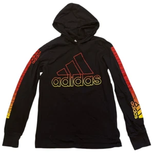 adidas Hoodie Boys Medium 10/12 Black Lightweight Long Sleeves Trefoil Logo - Picture 1 of 12