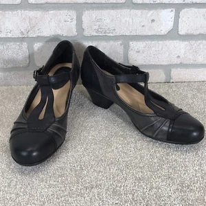 Earth Shoes Wanderlust Women's 9 B Mary Jane Pumps Black Gray Buckle T Strap - Picture 1 of 15