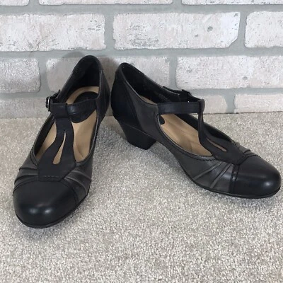 Earth Shoes Wanderlust Women's 9 B Mary Jane Pumps Black Gray Buckle T Strap - Image 1 of 4