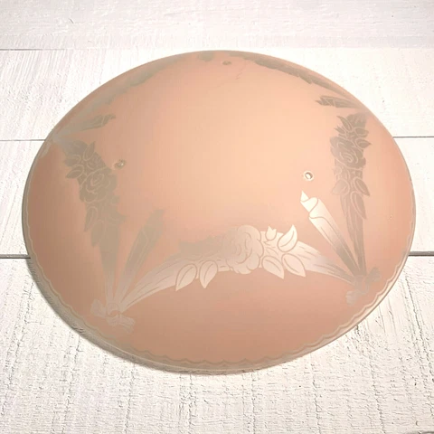 Pink Rose Swag Globe Light Fixture Frosted Glass Art Deco Edwardian Victorian Cover