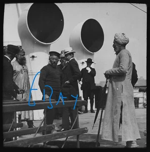 Foto DOVER KENT INDIANER SIKH GRUPPE AUF FÄHRE BOOT NR3 UM 1905 Magic Lantern Slide - Bild 1 von 5