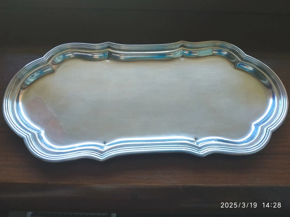 VASSOIO ARGENTO 800 PORTAPENNE O SVUOTATASCHE STILE BAROCCO SCRIVANIA  ARREDO - Immagine 1 di 4