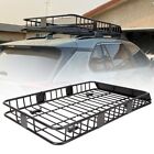 Universal Rooftop Cargo Rack Basket Luggage Holder Carrier For Powder-Coated Blk