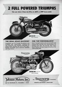 1955 Triumph Tiger Super Sports & Thunderbird Motorcycle Original Print Ad - Picture 1 of 1