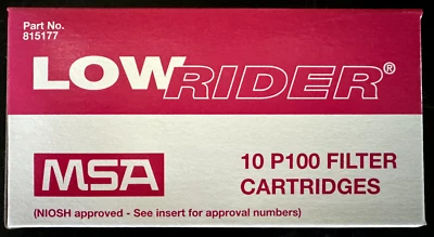 MSA 815177 Low Rider P100 Respirator Filter Cartridges Pack of 10 NIOSH OSHA - Image 1 of 4