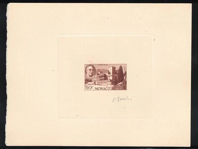 Estampilla de 1946 Mónaco FDR Roosevelt artista prueba firmada Gandon Piel Scott 200 Foto 1 de 2