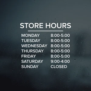 Custom Business Store Hours Sign Vinyl Decal Sticker 10 x 8.8 Window Door Glass - Picture 1 of 2