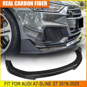 For Audi A7 Sportback S7 2019-2020 Real Carbon Fiber Front Bumper Lip Spoiler - Picture 1 of 13