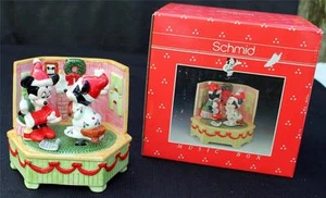 New Original Box SCHMID Disney Porcelain MICKEY & MINNIE CHECKING LIST Music Box - Picture 1 of 1