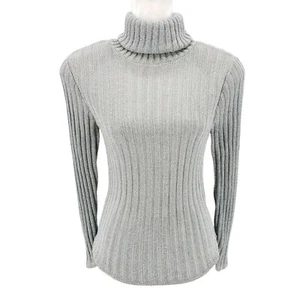 Suéter B ALTMAN & CO Vintage Metálico Plateado Cuello Alto Talla S/M - MANCHADO - Imagen 1 de 11
