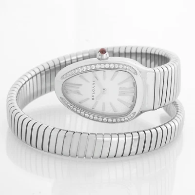 Reloj Bvlgari Serpenti SP35S de acero inoxidable con bisel de diamantes para dama con tarjeta Foto 1 de 4