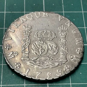 ESPAÑA 8 Reales tipo columnario del año 1759 Fernando VI Ceca de Mexico MM - Imagen 1 de 9