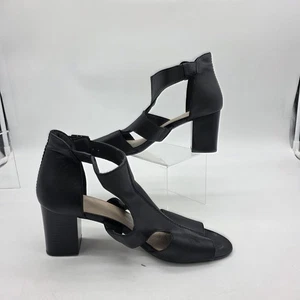 Clarks Deva Heidi Zapatos Mujer Talla 10M Negro Cuero Tacón Bloque Sandalias con Tiras - Imagen 1 de 12