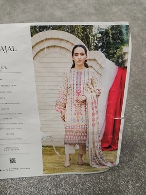 3pc Unstitched Embroidered Luwn Suit with Embroidered LUWN duppat  - Image 1 of 4