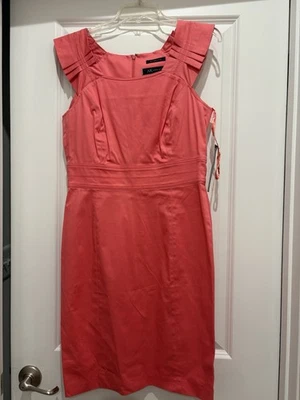Nuevo con etiquetas Vestido Anne Klein Elastizado Talla 6 Coral Manga Volantes Cremallera Espalda Foto 1 de 4
