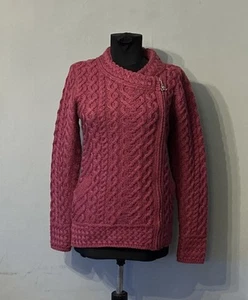 ARAN Crafts 100% Merino Wool Ireland Zip Up Cardigan Size XS Made In Ireland - Picture 1 of 8