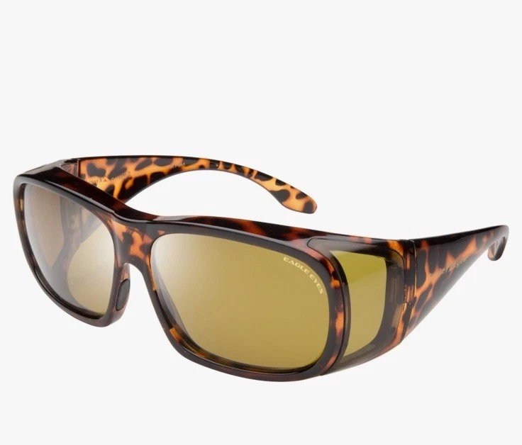 Eagle Eyes Fit-Ons Tortoise #10036 6672 Sports Wrap Side Shield Sunglasses EUC - Image 1 of 4