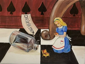 ACEO RYTA Alice In Wonderland Art print of painting illustration Eat Me Pie Art - Picture 1 of 1