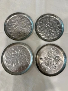 4 Vintage Forged Aluminum Coasters MCM Mid Century Modern - Picture 1 of 2
