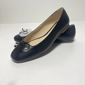 Jack Rogers Black Ballet Flats Size 8.5M Leather Upper Bow Detail Made In Brazil - Picture 1 of 11