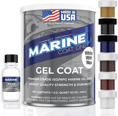 Marine Coat One,  White Gelcoat Repair Kit For Boat - (White With Wax, Quart) - Image 1 of 4