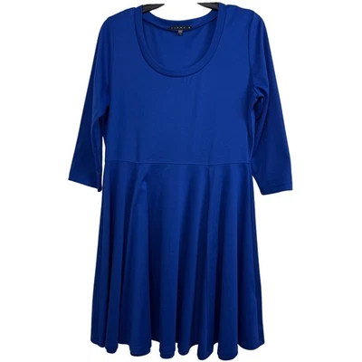 Vestido Tiana B. Para Mujer Azul Calce y Acampanado Manga 3/4 Talla L Elastizado Informal Real Foto 1 de 4