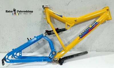 Simplon Stingray Downhill MTB Rahmen & DNM Dämpfer BJ 1999 Gelb/SID Blau Austria - Bild 1 von 4