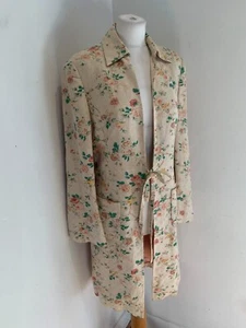 Laura Ashley floral dress coat UK 10 VGC wedding event linen cotton classic - Picture 1 of 11