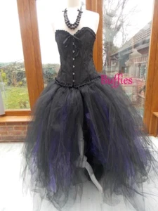 Langes Tutu schwarz Hexe Halloween Kostüm Vixen Vampir Gothic Hochzeitsrock - Bild 1 von 6