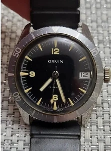 Vintage 1960s Orvin Diver For Sears Roebuck and Co. 17 Jewels Manual Men's Watch - Picture 1 of 8