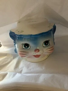 RARE 2003 LEFTON "MISS PRISS" BLUE KITTY HAND PAINTED COIN BANK 4 5/8" TALL  - Picture 1 of 4
