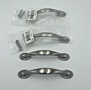 4 Maniglie per Armadio Nichel Spazzolato Cassetto Tira Ferramenta 3"/4" Pomello Centrale Collina - Foto 1 di 6