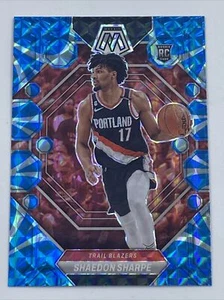 2022-23 Panini Mosaic Shaedon Sharpe Rookie RC Blue Reactive Prizm Trail Blazers - Picture 1 of 5