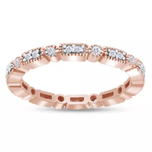 0.20 Ct Diamond Full Eternity Art Deco Band Ring in 10K Rose Gold - Picture 1 of 7