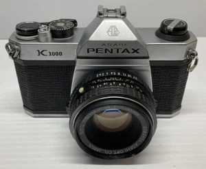 Pentax Asahi K1000 35 MM Film Camera W/50mm SMC Pentax-M Lens Vintage - Picture 1 of 14
