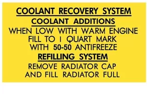 For 1972 B-Body / 1973-74 C-Body Mopar Coolant Recovery System Anti Freeze Decal - Bild 1 von 1