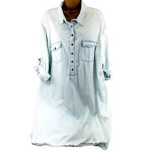 Speed Control NY Shirt Dress Denim Roll Sleeve Button 3X Women Blue Hippie Boho - Picture 1 of 16