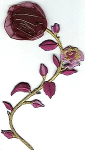 5 Zoll dunkelviolette Blume Blumen Stickerei Aufnäher - Bild 1 von 1