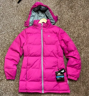 TRESPASS Pink Girls Coat Waterproof Hooded Padded jacket  Age 13 Years BNWT - Image 1 of 4
