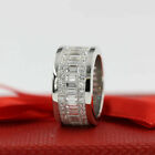 14k White Gold Men's Engagement Eternity Band Ring 2.34 Ct Simulated Baguette