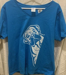 Boxer Dog Blue V-Neck Shirt Size XXL - Picture 1 of 3