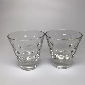 Vintage HAZEL ATLAS "DOTS CLEAR" 2 BICCHIERI WHISKY / DOPPIO COLPO SKOL 3" Retrò - Foto 1 di 7
