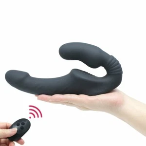 Vibrating Strapless Strap On Dildo Vibrator Double Penetration Ended Dong - Picture 1 of 9